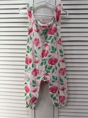 Rene rofe size 18M Pink Floral Baby Romper with Green Leaves